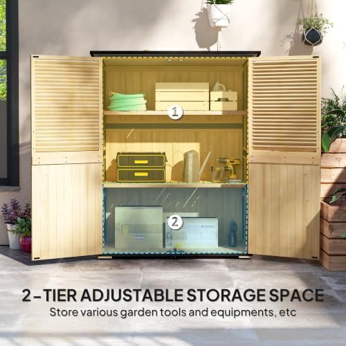 Natural wood garden shed with lock — photo 5