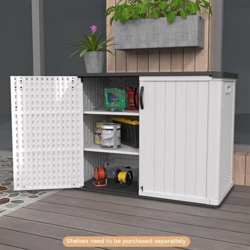 White plastic lockable outdoor storage cabinet — photo 3