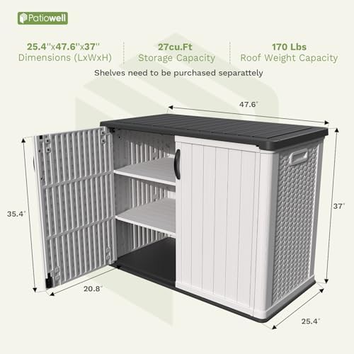 White plastic lockable outdoor storage cabinet — photo 4