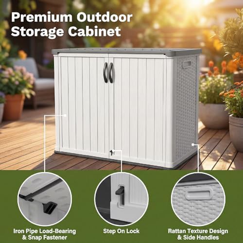 White plastic lockable outdoor storage cabinet — photo 5