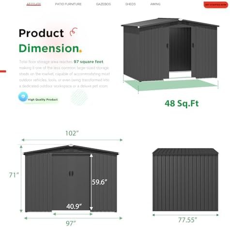 Galvanized steel shed with sliding doors — photo 4