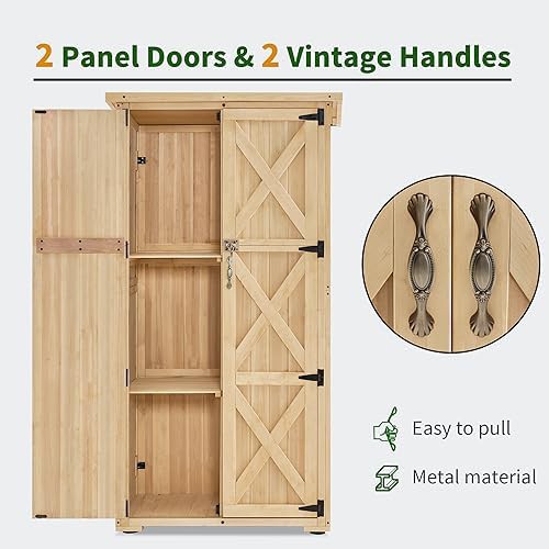 Medium wooden garden tool cabinet with lock — photo 4