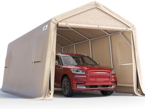 Beige heavy duty ten by twenty carport canopy