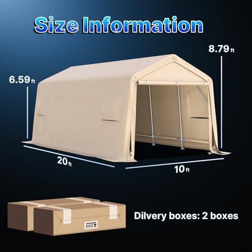 Beige heavy duty ten by twenty carport canopy — photo 5