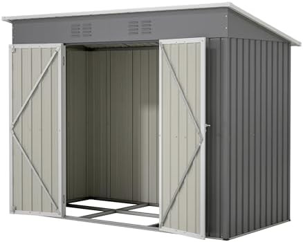 Gray Metal Utility Shed with Vents