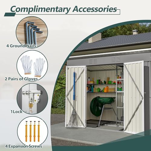 Gray Metal Utility Shed with Vents — photo 4