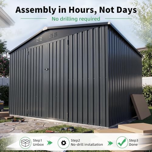 Metal garden tool shed with sloped roof — photo 3