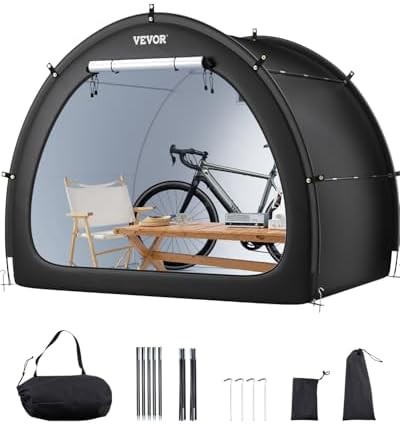 Black fabric tent for multi bike storage