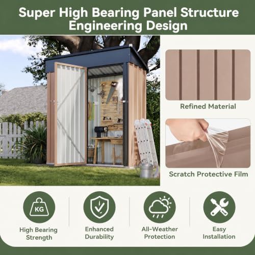 Compact waterproof metal shed with sloped roof — photo 4