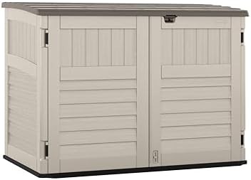 Stow away horizontal resin shed with hinged lid