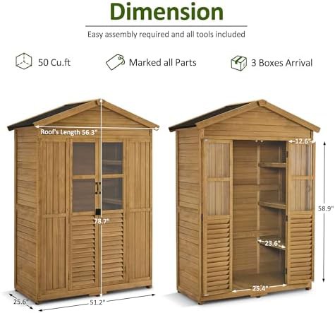 Wooden outdoor storage cabinet with lockable doors — photo 3