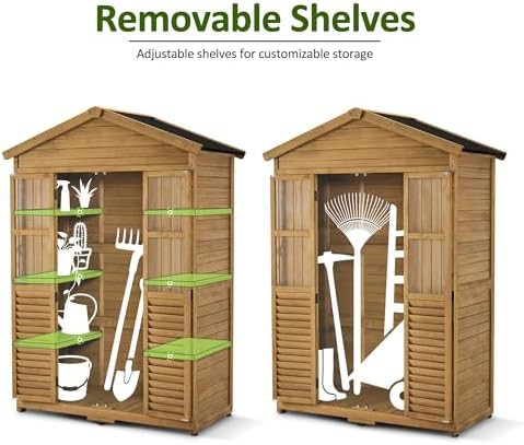 Wooden outdoor storage cabinet with lockable doors — photo 5