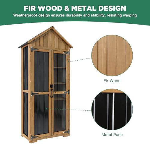 Slim wood and metal outdoor storage cabinet — photo 3