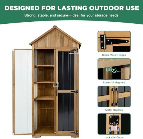 Slim wood and metal outdoor storage cabinet — photo 5