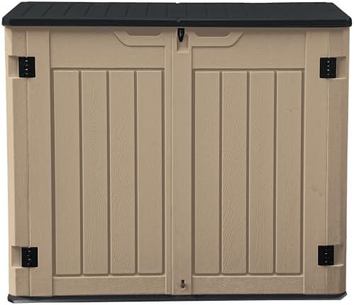 Horizontal resin storage deck box
