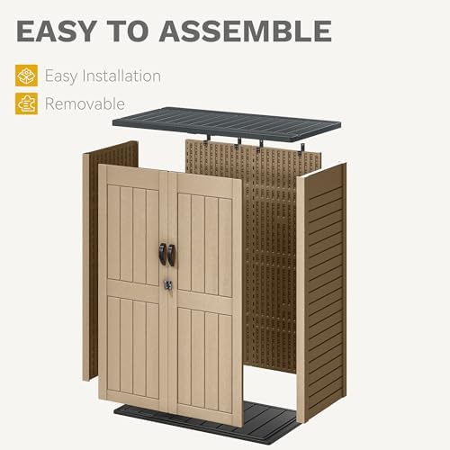 Brown vertical resin storage cabinet with floor — photo 5