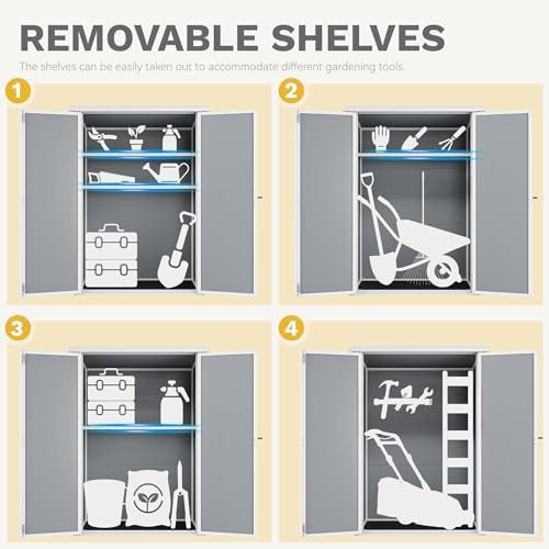 Gray vertical tool storage cabinet with shelves — photo 3