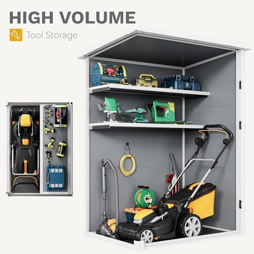 Gray vertical tool storage cabinet with shelves — photo 4