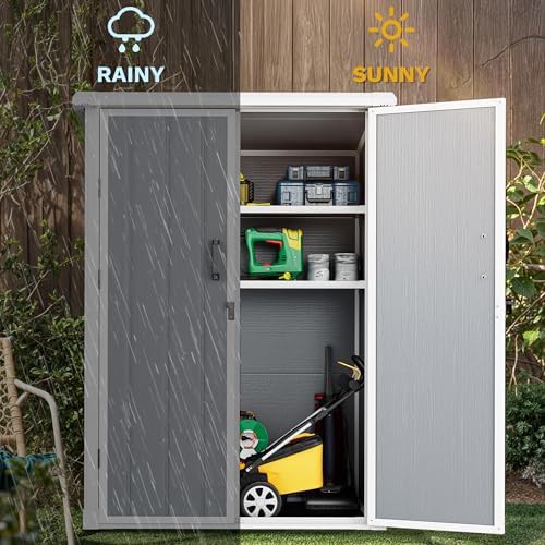 Gray vertical tool storage cabinet with shelves — photo 5