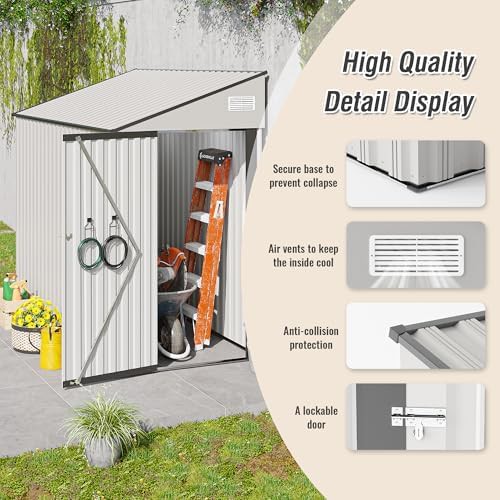 White Lean-to Metal Garden Tool Shed — photo 3