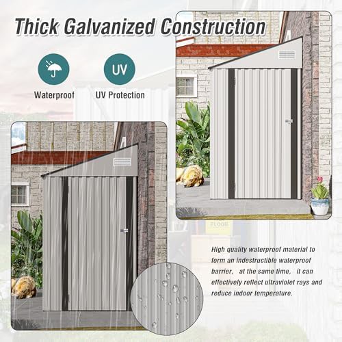 White Lean-to Metal Garden Tool Shed — photo 4