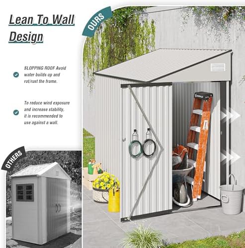 White Lean-to Metal Garden Tool Shed — photo 5