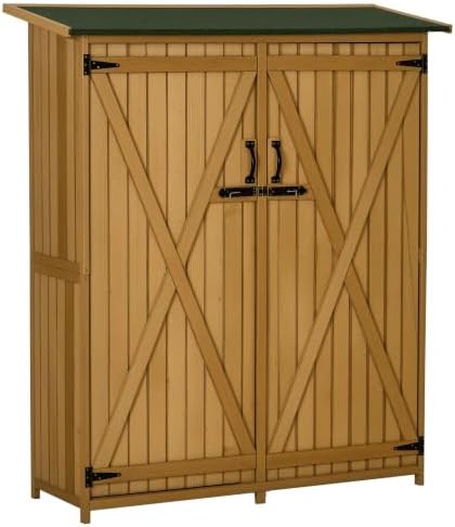 Natural wood waterproof outdoor storage cabinet
