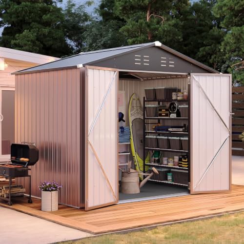 Brown galvanized steel shed with floor