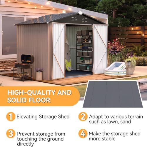 Brown galvanized steel shed with floor — photo 3