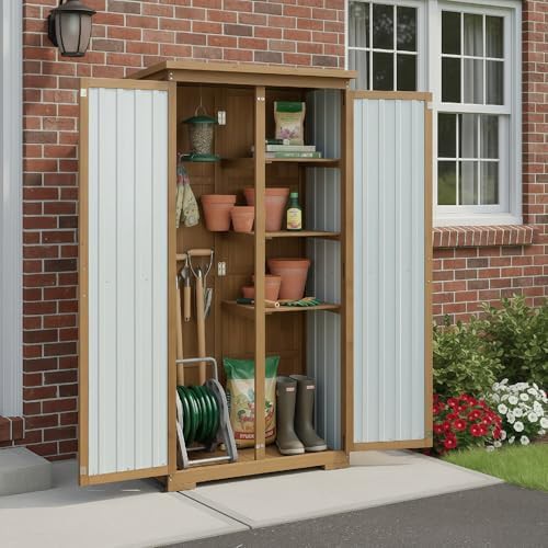 Weatherproof Patio Tool Storage Cabinet with Shelves — photo 3
