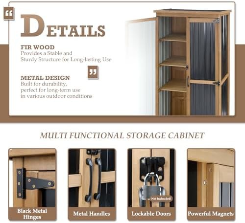 Weatherproof Patio Tool Storage Cabinet with Shelves — photo 4