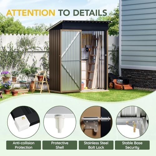 Vertical brown steel storage shed 5x3 — photo 3