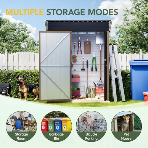 Vertical brown steel storage shed 5x3 — photo 4