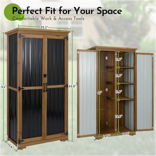 Brown wood and metal storage cabinet — photo 5