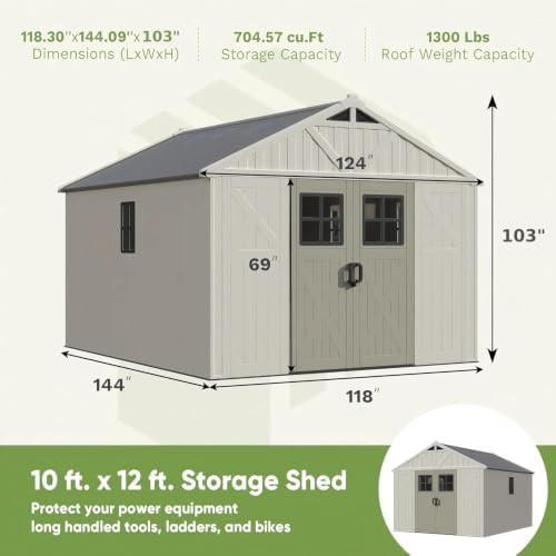 Beige resin peak shed with skylight — photo 3