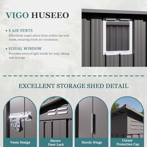 Narrow galvanized steel tool shed — photo 3