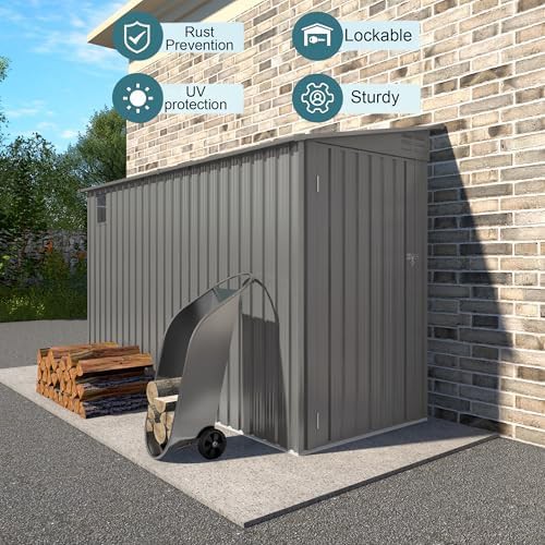 Narrow galvanized steel tool shed — photo 4