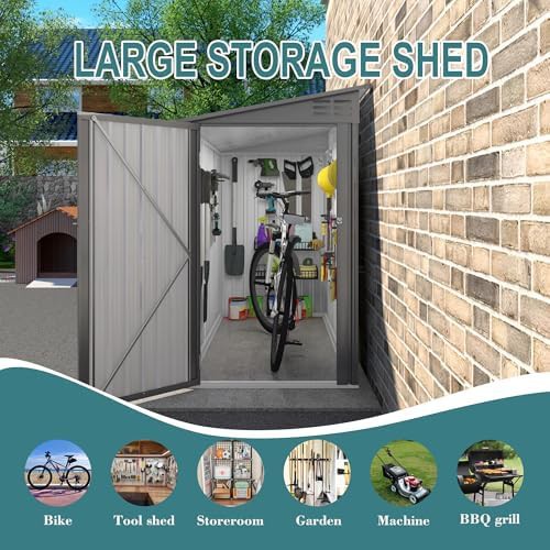Narrow galvanized steel tool shed — photo 5