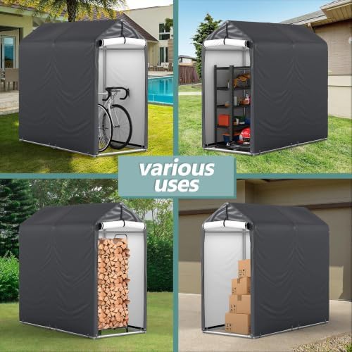 Gray Portable Storage Shelter with Windows — photo 3