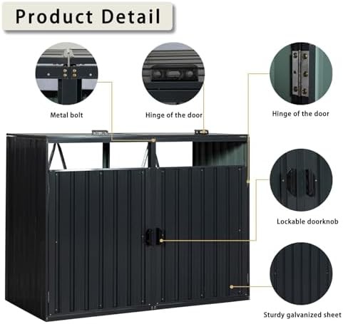 Black steel double trash can storage — photo 3