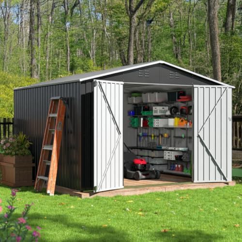 Square ten foot outdoor storage shed