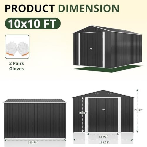 Square ten foot outdoor storage shed — photo 3