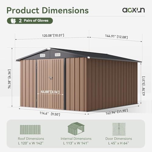 Brown storage shed with double hinged doors — photo 3