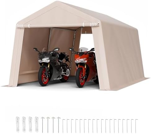 Beige large portable garage storage tent