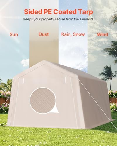 Beige large portable garage storage tent — photo 3