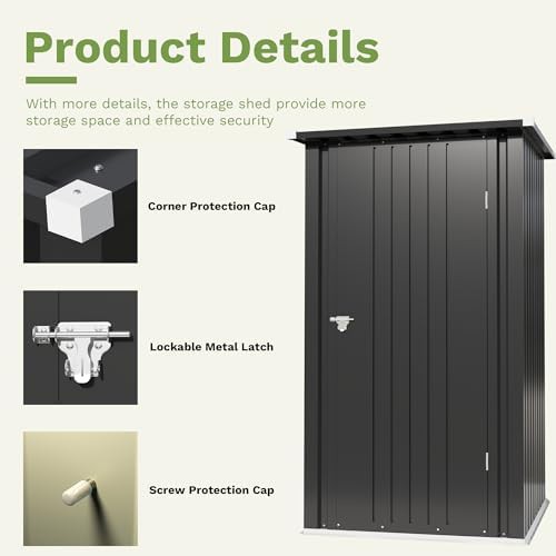 Small black metal garden tool shed — photo 4