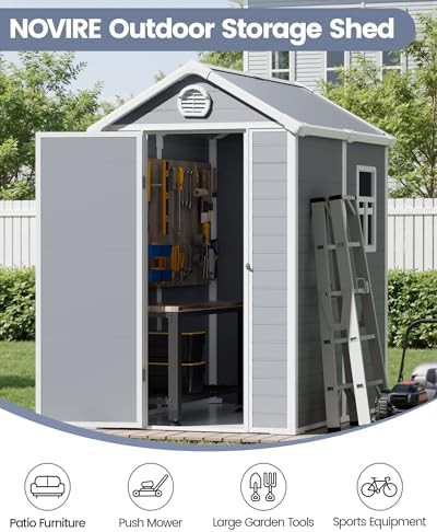 Light grey resin tool shed with floor — photo 5