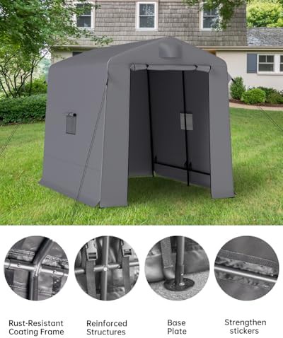 Portable dark gray motorcycle storage tent — photo 4