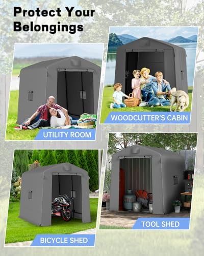 Portable dark gray motorcycle storage tent — photo 5