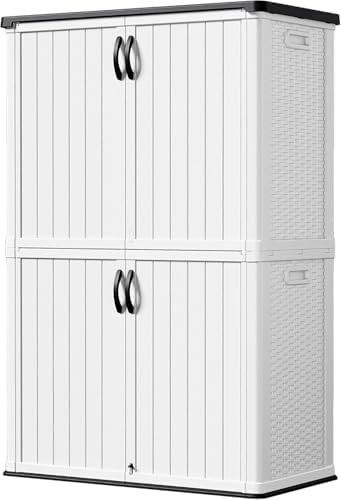 White vertical resin storage cabinet 50 cu ft